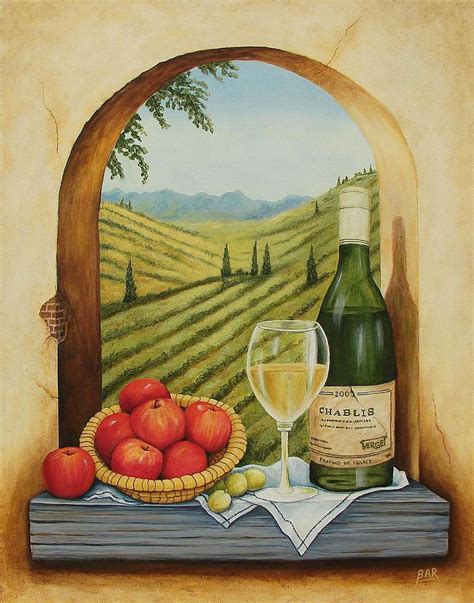 Tuscan Still Life With Wine And Apples Painting By Barbara Robertson