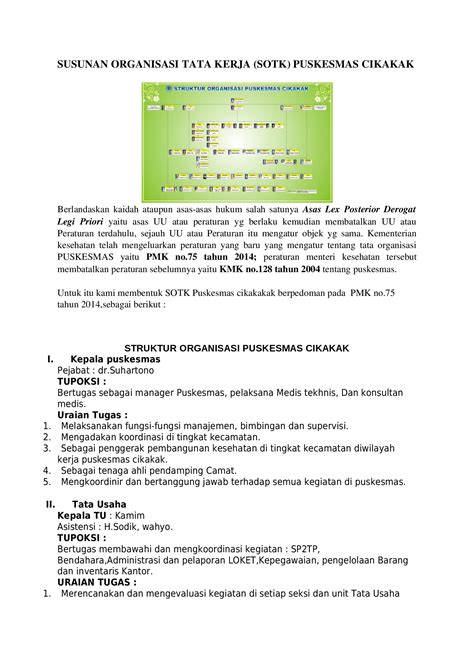 DOC Susunan Organisasi Tata Kerja Puskesmas DOKUMEN TIPS