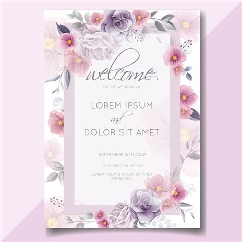 Premium Vector Romantic Wedding Invitation With Beautiful Rose And