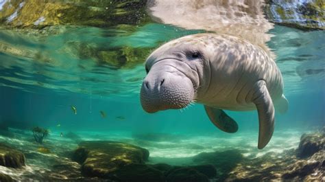 Premium AI Image | A breathtaking shot of a manatee his natural habitat ...