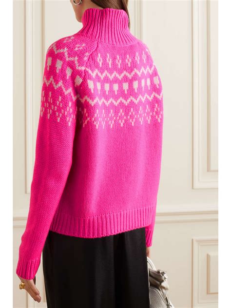 LISA YANG Nina Fair Isle Neon Cashmere Turtleneck Sweater NET A PORTER