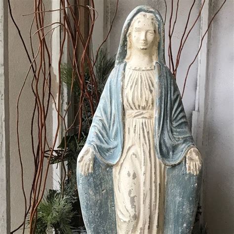 Blessed Virgin Mary Cement Statue Etsy Cement Statues Blessed Virgin Mary Statue