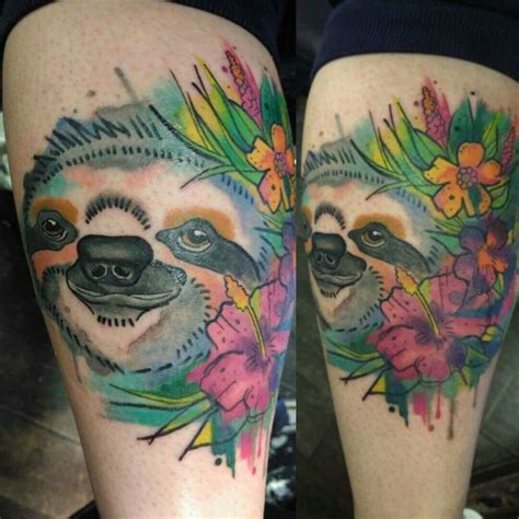 Watercolour Sloth Tattoo By Fi At The Colour Of Magic Tattoo Studio