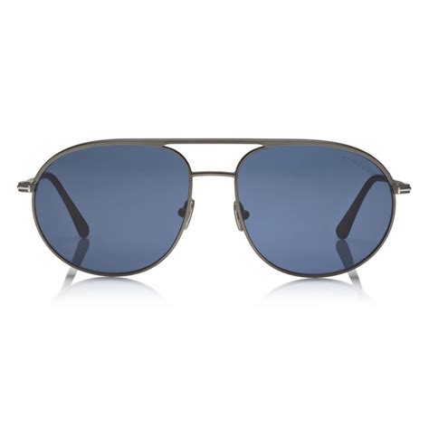 Tom Ford Gio Sunglasses Pilot Sunglasses Matte Ruthenium Blue