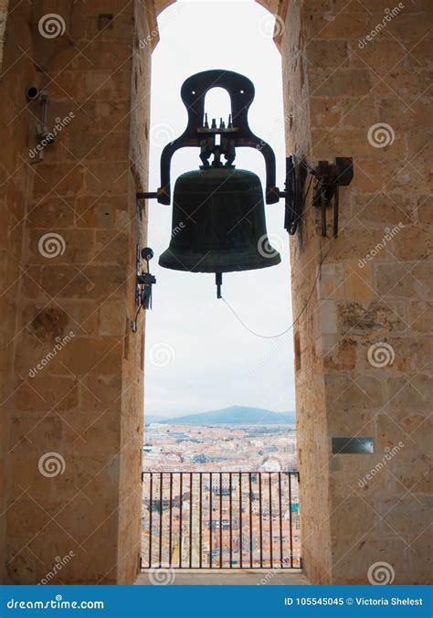 A Big Old Medieval Wrought Iron Bell Hanging In The Bell Tower O Stock