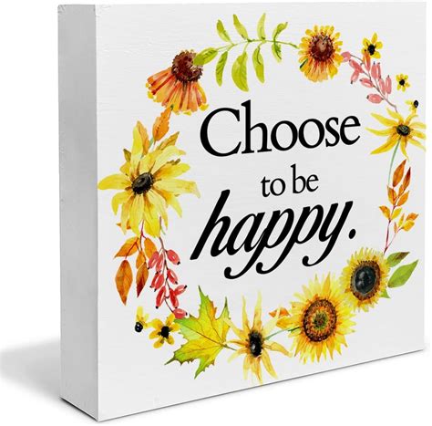 Floral Encouraging Wood Box Sign X Desk Decor Choose To Be Happy