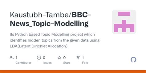 GitHub Kaustubh Tambe BBC News Topic Modelling Its Python Based