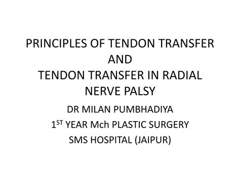 Principles Of Tendon Transfer And Basics Of Tendon Transfer For Radial