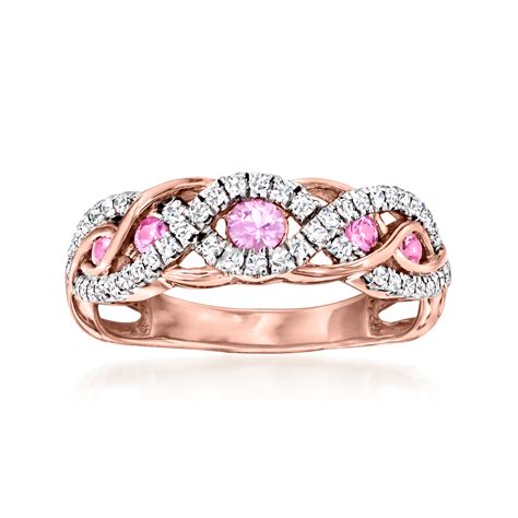 Ct T W Pink Sapphire And Ct T W Diamond Twisted Ring In