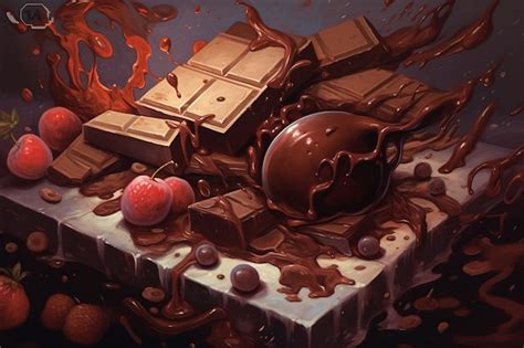 El Chocolate Y La Fruta Est N En Una Mesa Con Una Barra De Chocolate Ai