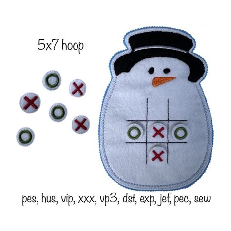 Tic Tac Toe Snowman Christmas Game In The Hoop Machine Embroidery Machine Embroidery