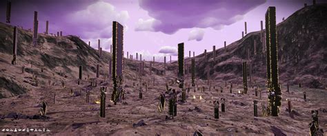 Pillared Planet With Purple Atmosphere In Eissentam T3 Gek System With