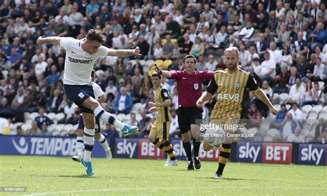 Preston North Ends Alan Browne With An Early Shot On Goal During The