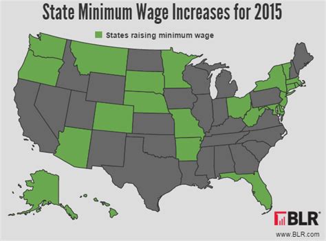 State minimum wage increases for 2015 (map) | FosterThomas