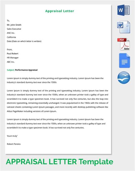 30 Appraisal Letters Free Sample Example Format Free And Premium