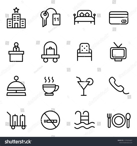 Hotel Icons Pack Isolated Hotel Symbols 스톡 벡터로열티 프리 1274294407