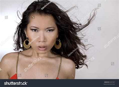 Beautiful Brunette Wearing Red Dress Making Stock Photo Shutterstock