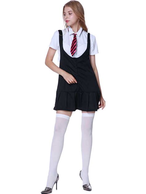 Ladies Sexy School Girl Fancy Dress Costumestockings St Trinians Uniform Adult Ebay