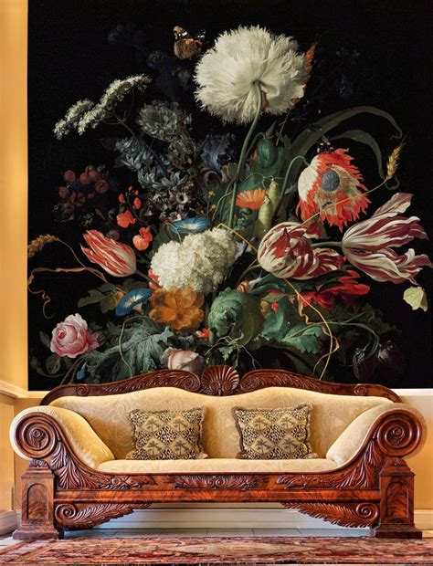 Floral Dutch Art Wall Mural Self Adhesive Vintage Wallpaper Etsy