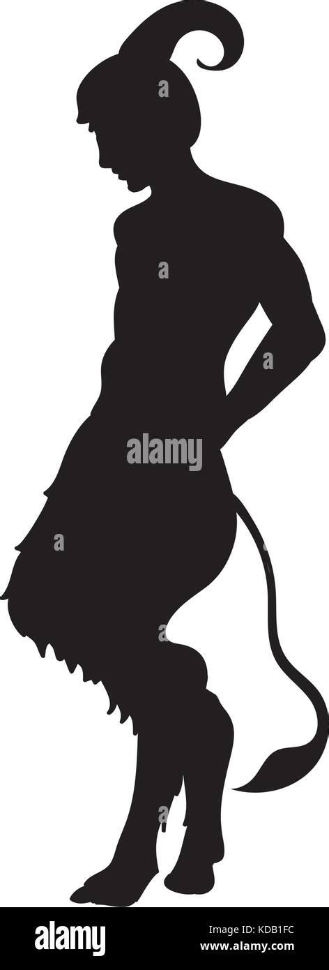 Satyr Faun Silhouette Ancient Mythology Fantasy Vector Illustration