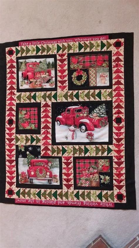 Red Truck Christmas Clm0411263 Quilt Blanket Vintagechristmas In 2020 Panel Quilts Christmas