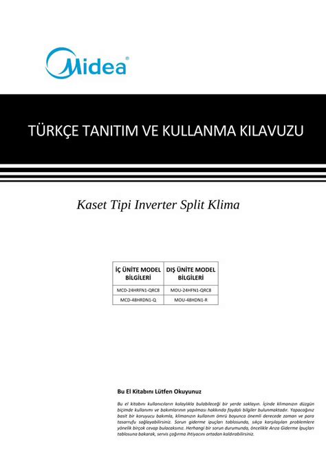 Pdf T Rk E Tanitim Ve Kullanma Kilavuzu Modern Klima Kaset Tipi