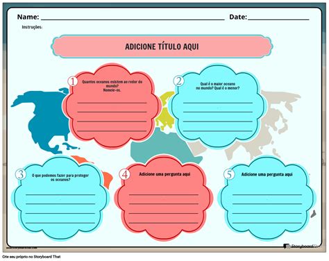 Planilha Editável dos Oceanos do Mundo Storyboard