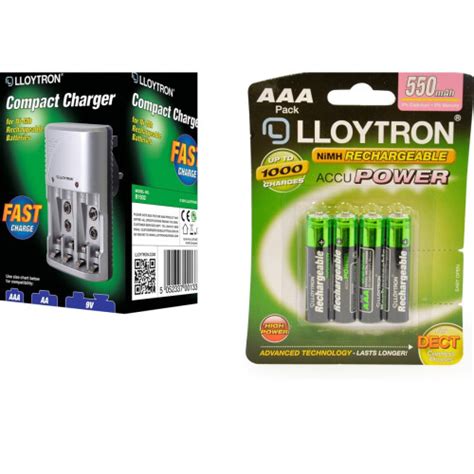 Lloytron Mains Battery Charger 4 X Lloytron Aaa 550 Mah Rechargeable