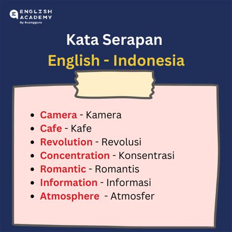 Kata Serapan Bahasa Indonesia Dari Bahasa Inggris