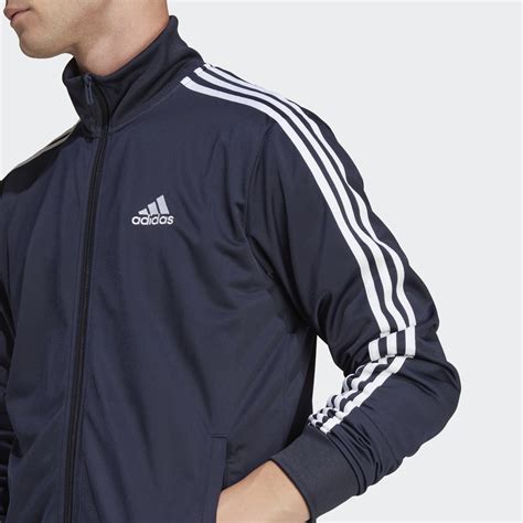 Men S Clothing Basic Stripes Tricot Track Suit Blue Adidas