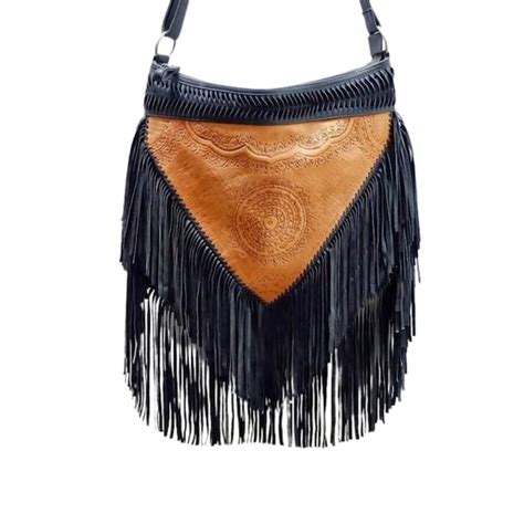 Leather Fringe Purse Etsy