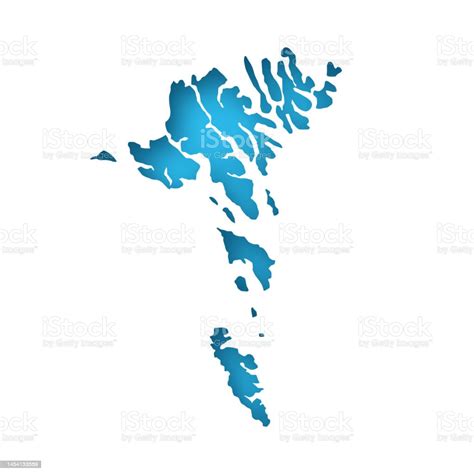 Faeroe Islands Map White Paper Cut Out On Blue Background Stock ...