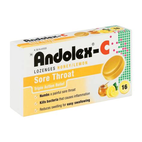 Andolex C Lozenges 16s Honeylemon Zimseller