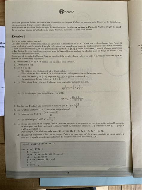 Sujet De Maths Appliqu Es Ecricome Major Pr Pa