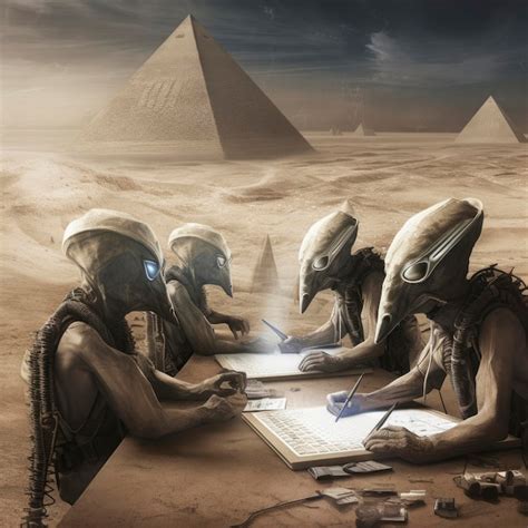 Premium AI Image Aliens Building The Pyramids