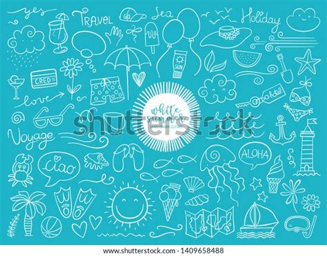 Summer Beach Hand Drawn Vector Symbols Stock Vector Royalty Free