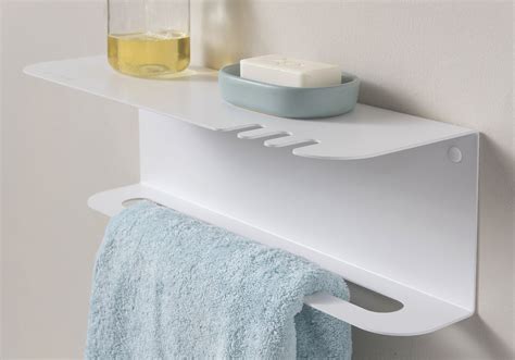 Porte Serviette Mural Pour Salle De Bain Design Blanc 45 Cm