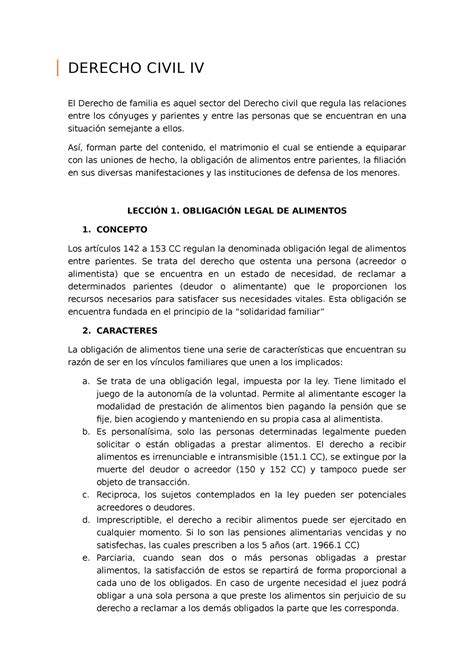 Apuntes Libro Derecho Civil Iv Derecho Civil Iv El Derecho De Familia