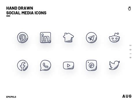 Hand-drawn Social Media Icons - Icons page ~ EpicPxls