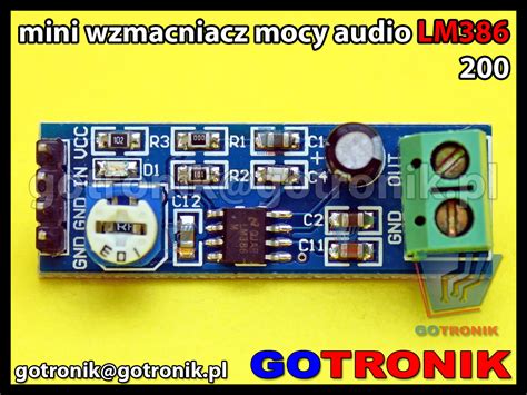 Moduł wzmacniacza mocy audio LM386 wzmocnienie napięciowe 200