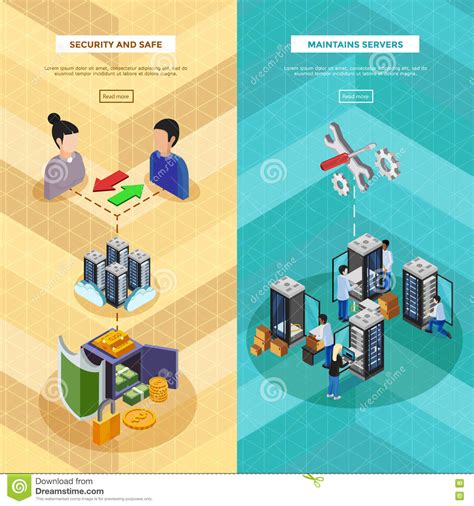 Datacenter Isometric Flowchart Vector Illustration Cartoondealer