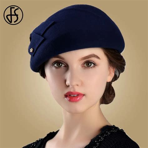 Fs French Berets Caps For Women Fashion 100 Wool Felt Fedora Hat