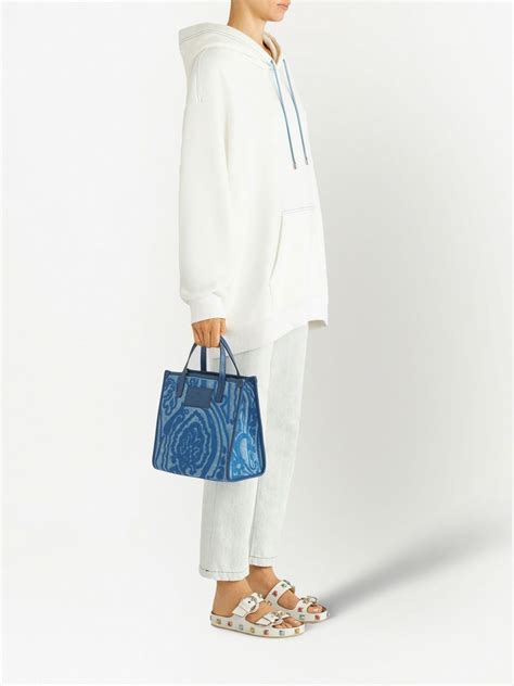 Etro Paisley Print Tote Bag Blue Farfetch