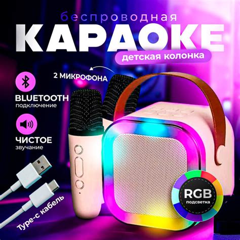 Караоке система детская с двумя беспроводными микрофонами и колонкой ...