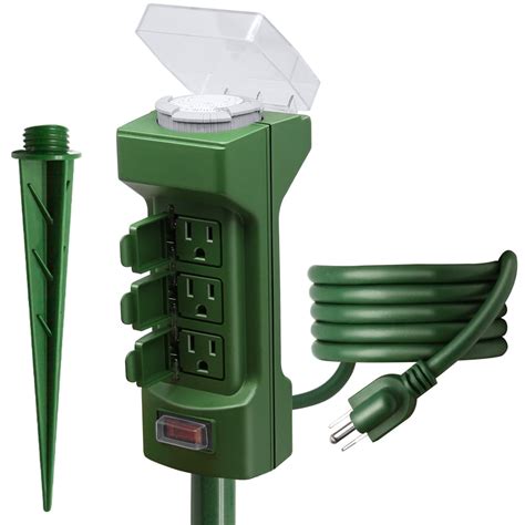 Outdoor Power Stake Timer, Kasonic 6 Grounded Outlets Mechanical Timer ...