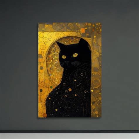 Gustav Klimt Black Cats Etsy