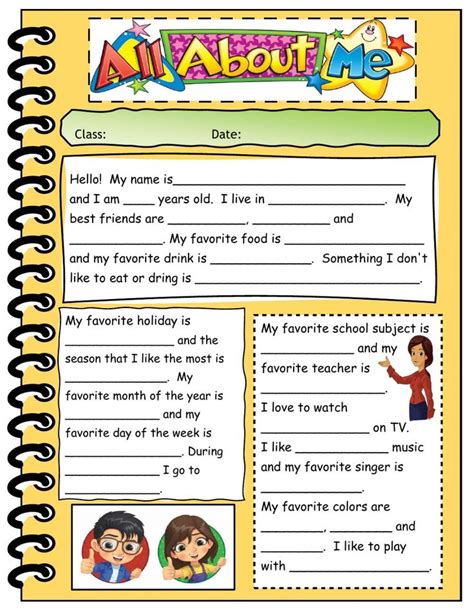 All About Me Online Pdf Worksheet All About Me Worksheet Teacher Favorite Things All About Me