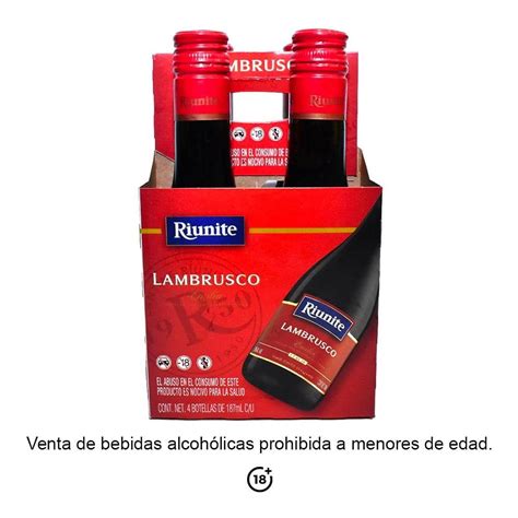 Vino Tinto Riunite Lambrusco Botellas Ml Cada Una Walmart