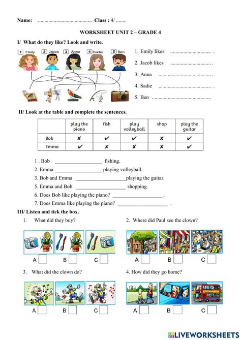 Grammar Unit 2 Lesson 2 Grade 4 Interactive Worksheet English As