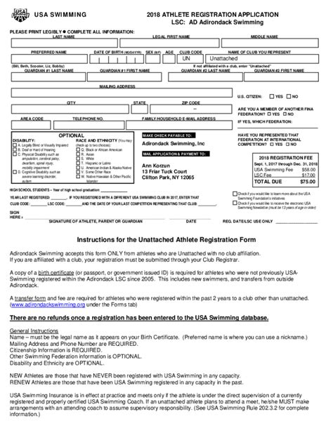 Fillable Online Only Unattached Athletes Should Use This Form Fax